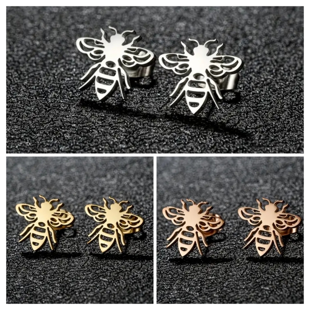 4 for $24 | Bee Stainless Steel Stud Earrings